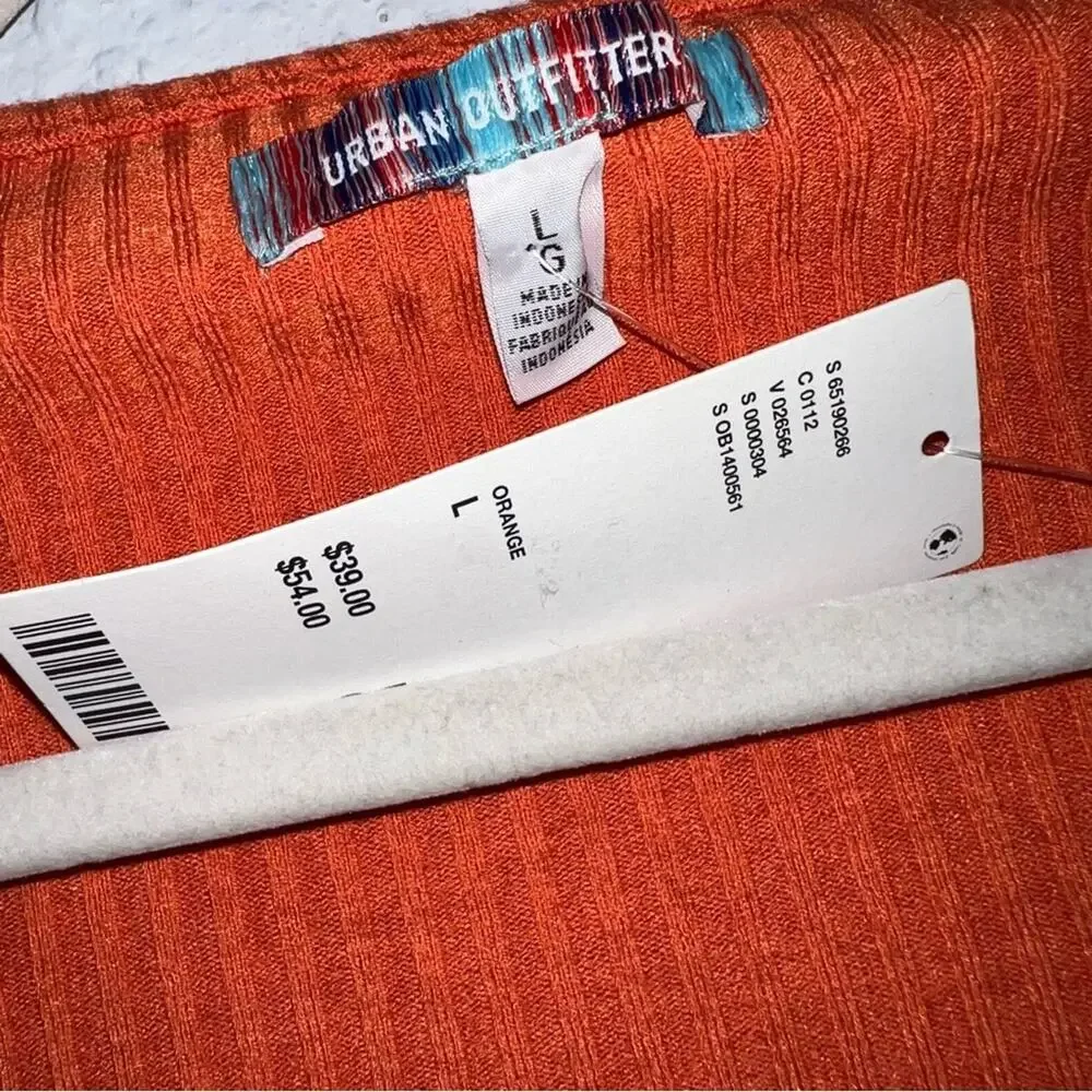 Urban Outfitters Meg Stretch Square Neck Top Large Orange